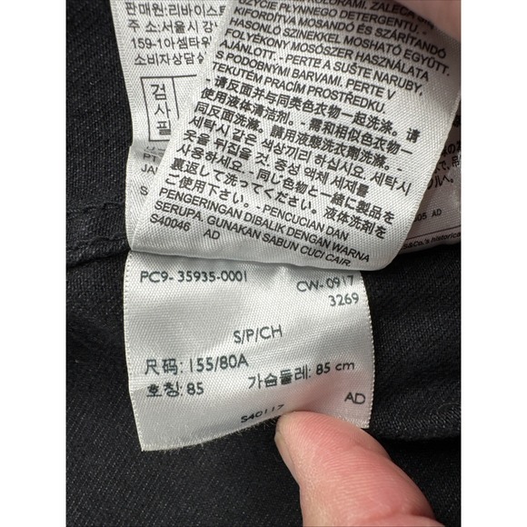 Levi's Denim Trucker Jacket Women‎ Small Black Denim Button Front Altered Design - Picture 8 of 13